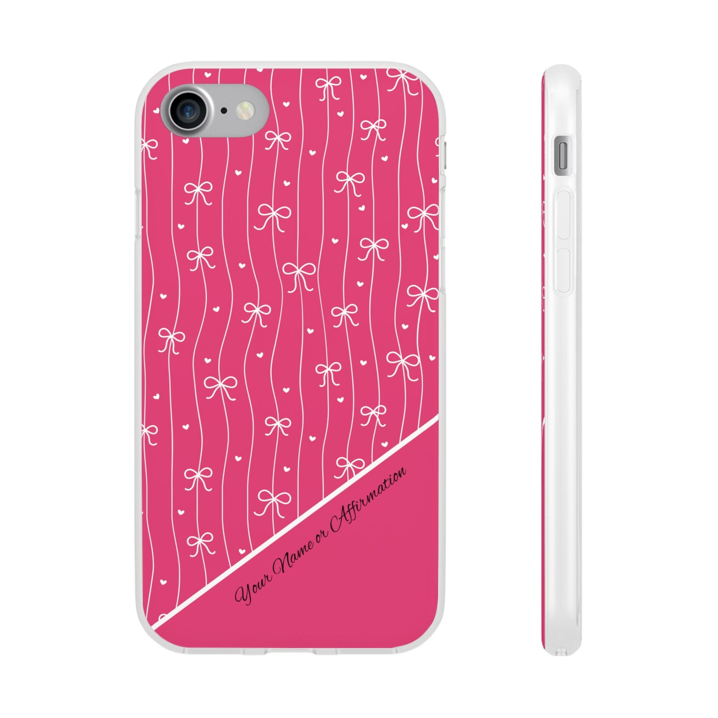 Personalized Pink Bow Coquette Slim Flexi iPhone and Samsung Cases — Custom Name or Affirmation