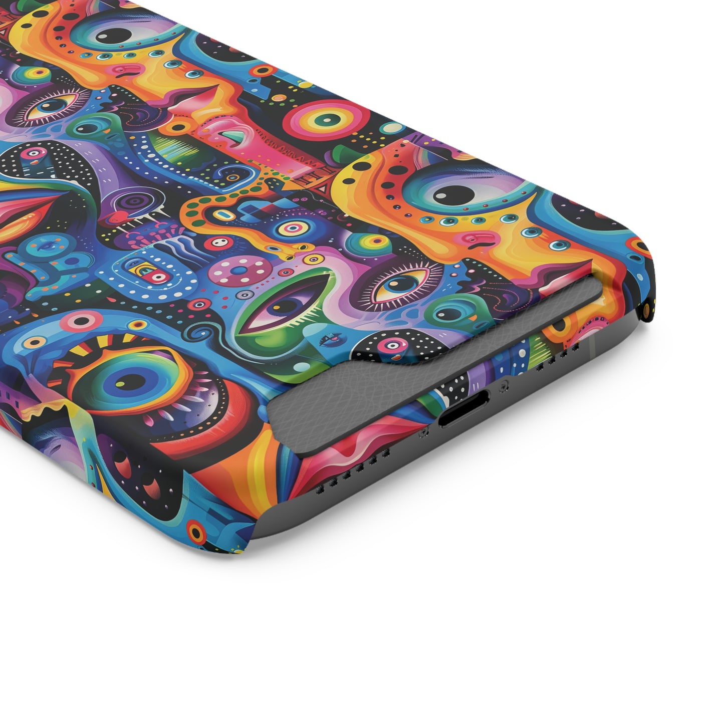 Psychedelic Visions Phone Case with Card Holder - Colorful and Stylish Design for Creatives