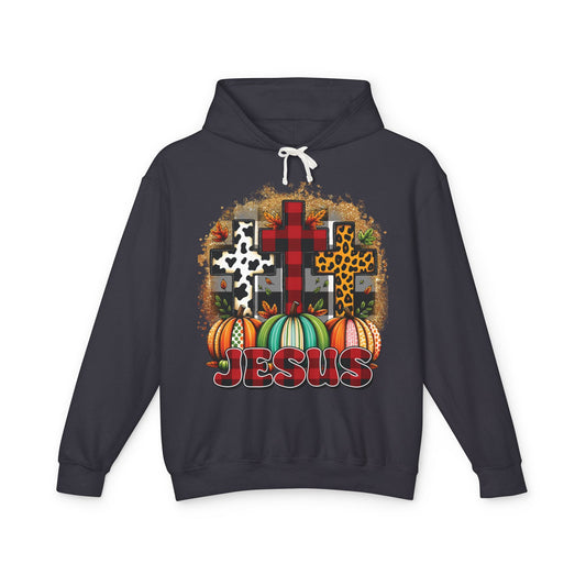 Faithful Harvest Cross Unisex Lightweight Hooded Sweatshirt