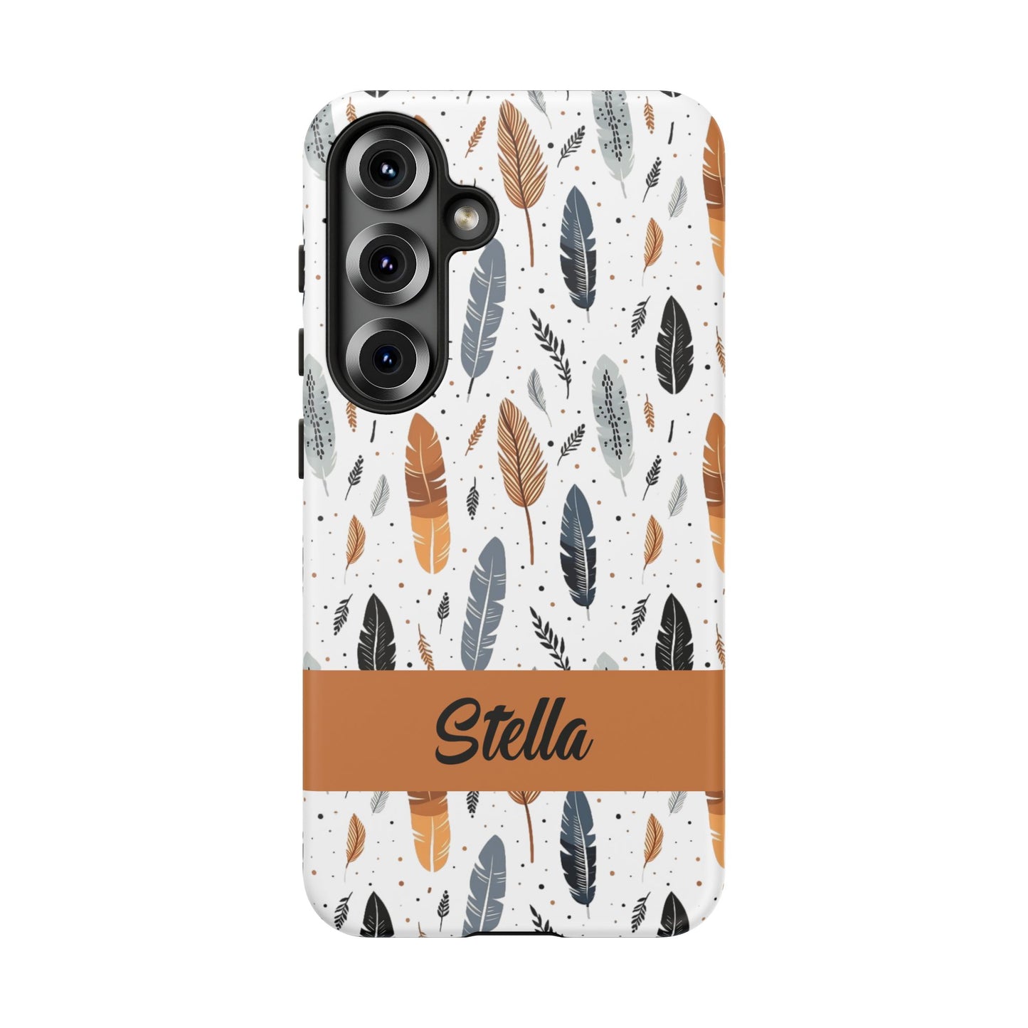 Personalized Whispering Feathers Samsung, Google Pixel and iPhone Case, Custom Name Case.