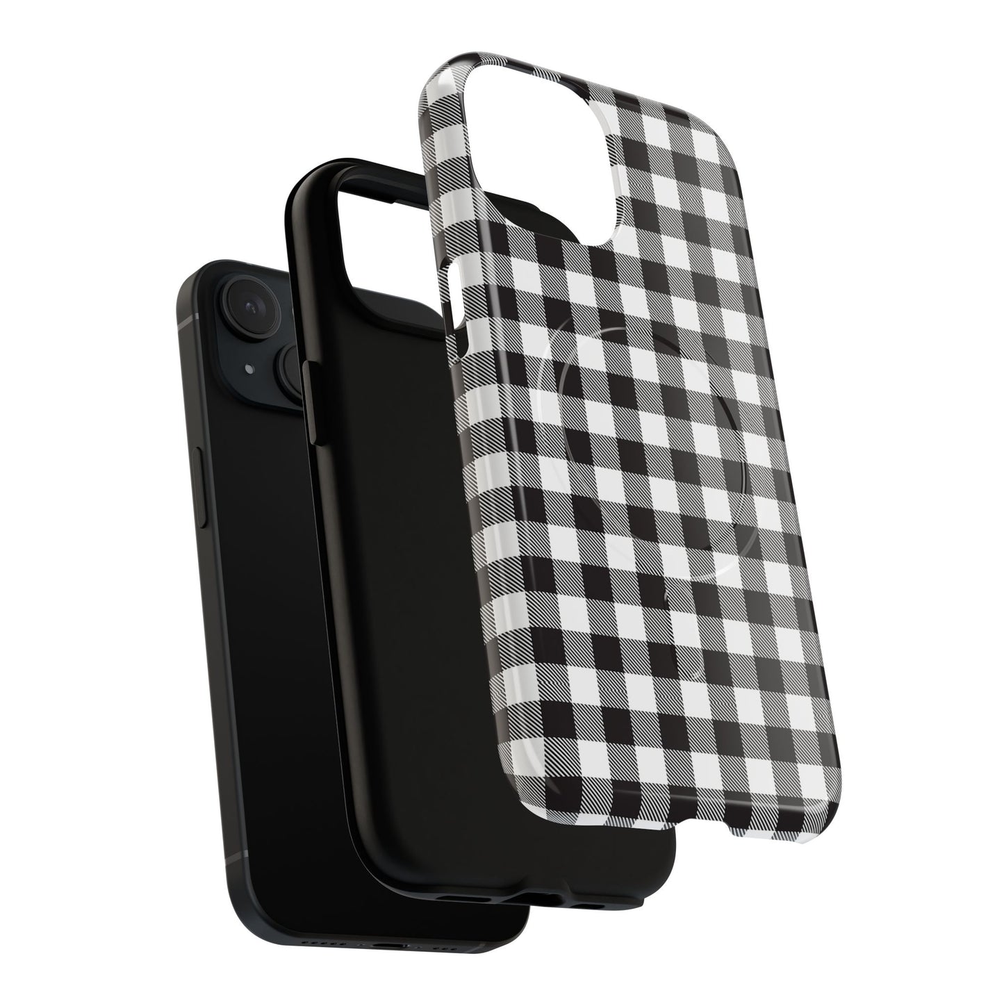 Black and White Gingham Phone Case, Tough Magnetic Cases, Stylish Phone Cover, Gift for Her, Trendy Phone Accessory, Checkered Print