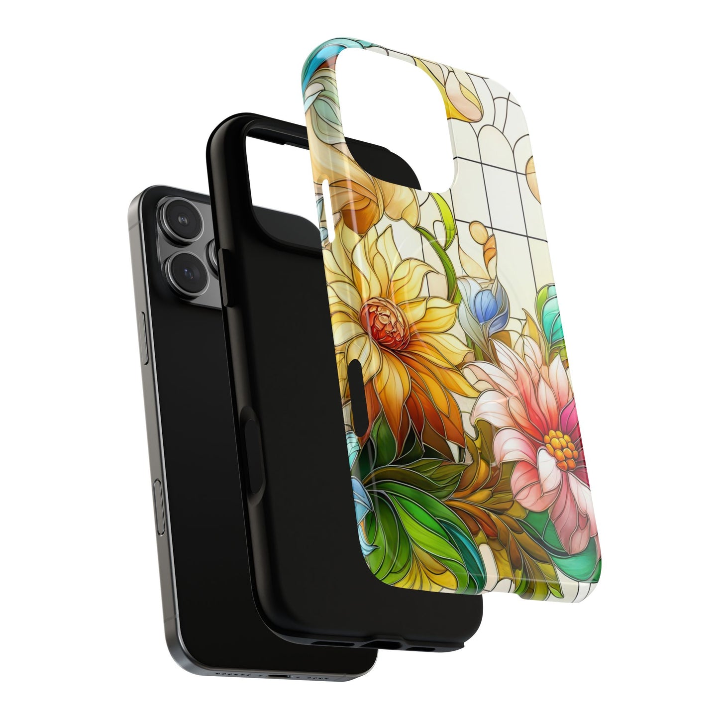 Floral Stained Glass Reverie Tough iPhone Magnetic Case, iPhone Cover, Protective Case, Flower Design, Gift for Her, Nature Lover