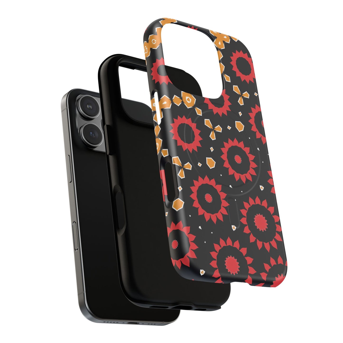 Midnight Ember Bloom Tough Magnetic iPhone Case, Bohemian Floral Design, Stylish iPhone Protection, Gift for Her, Trendy iPhone Accessories