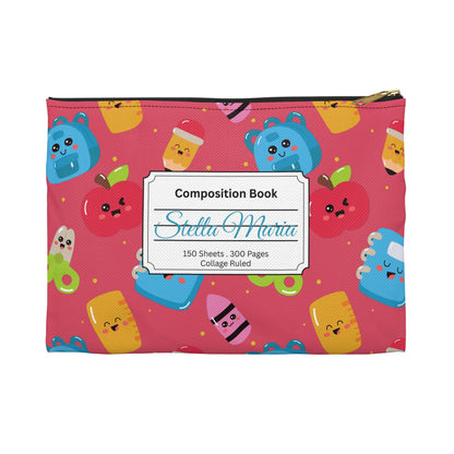 Personalized Kawaii Composition Book Inspired Accessory Pouch, Kids School Supplies, Classroom Organizer, Teacher Gift, Fun Stationery Case, Back to School
