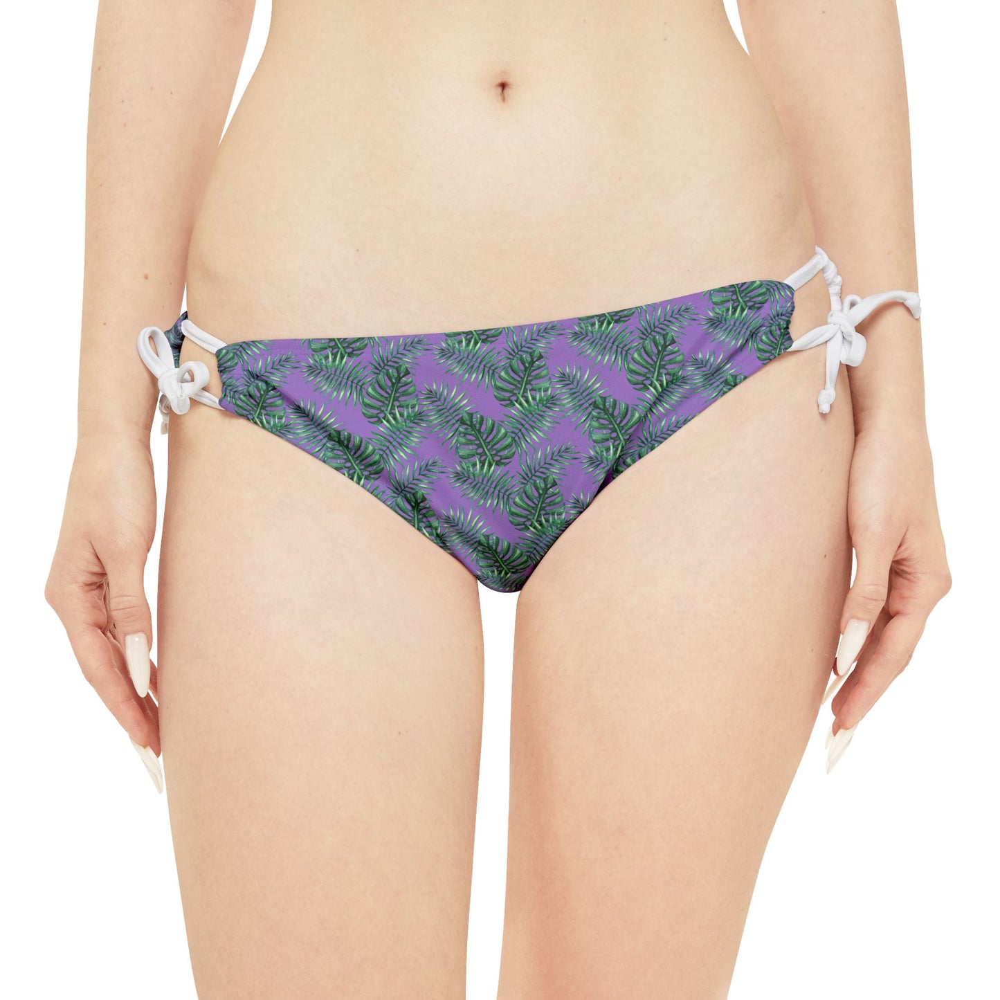 Purple Tropical Bliss Loop Tie Side Bikini Bottom (AOP)