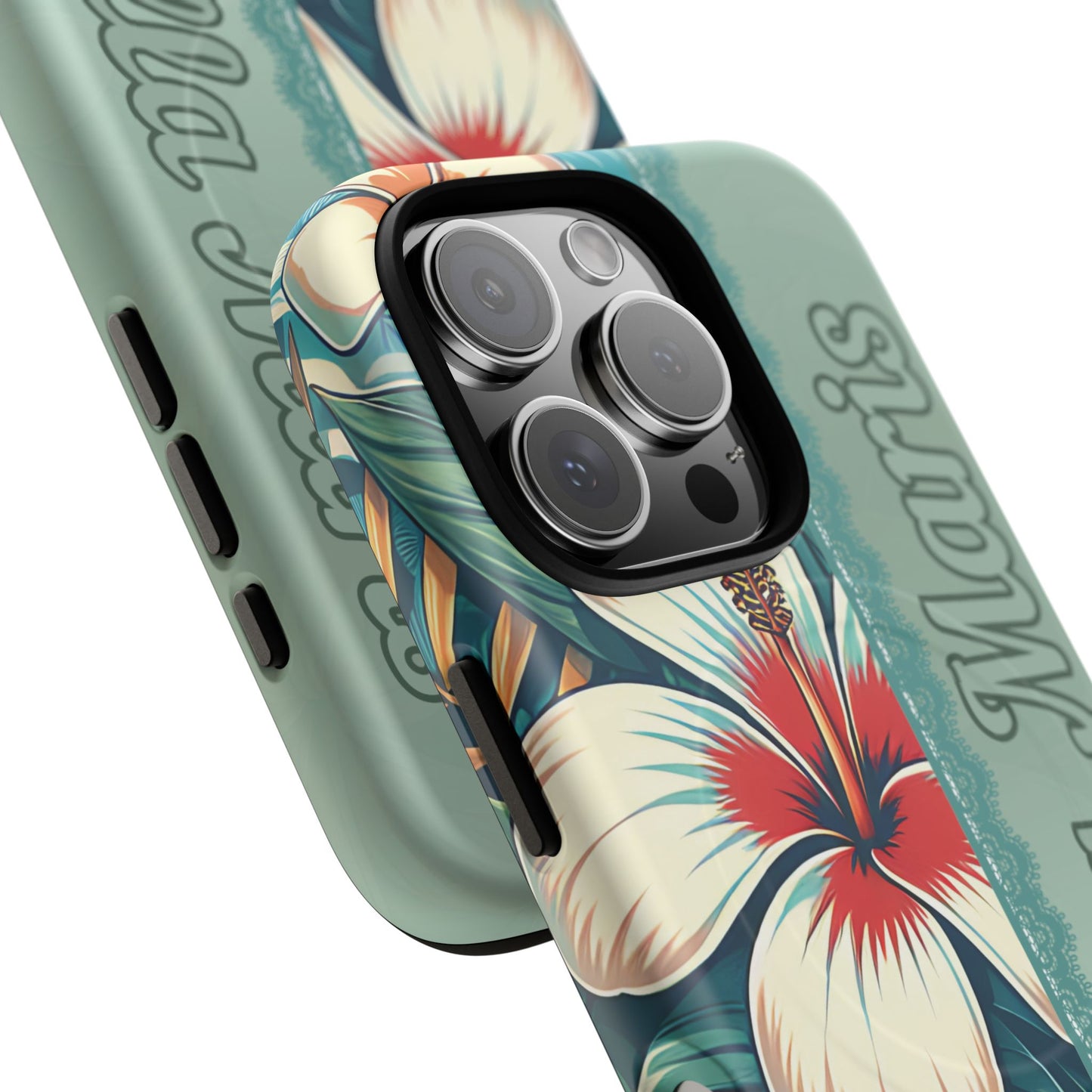 Personalized Tropical Floral Phone Case – Stylish Tough Magnetic Cases for iPhone, Customizable with Names, Perfect Gift for Nature Lovers