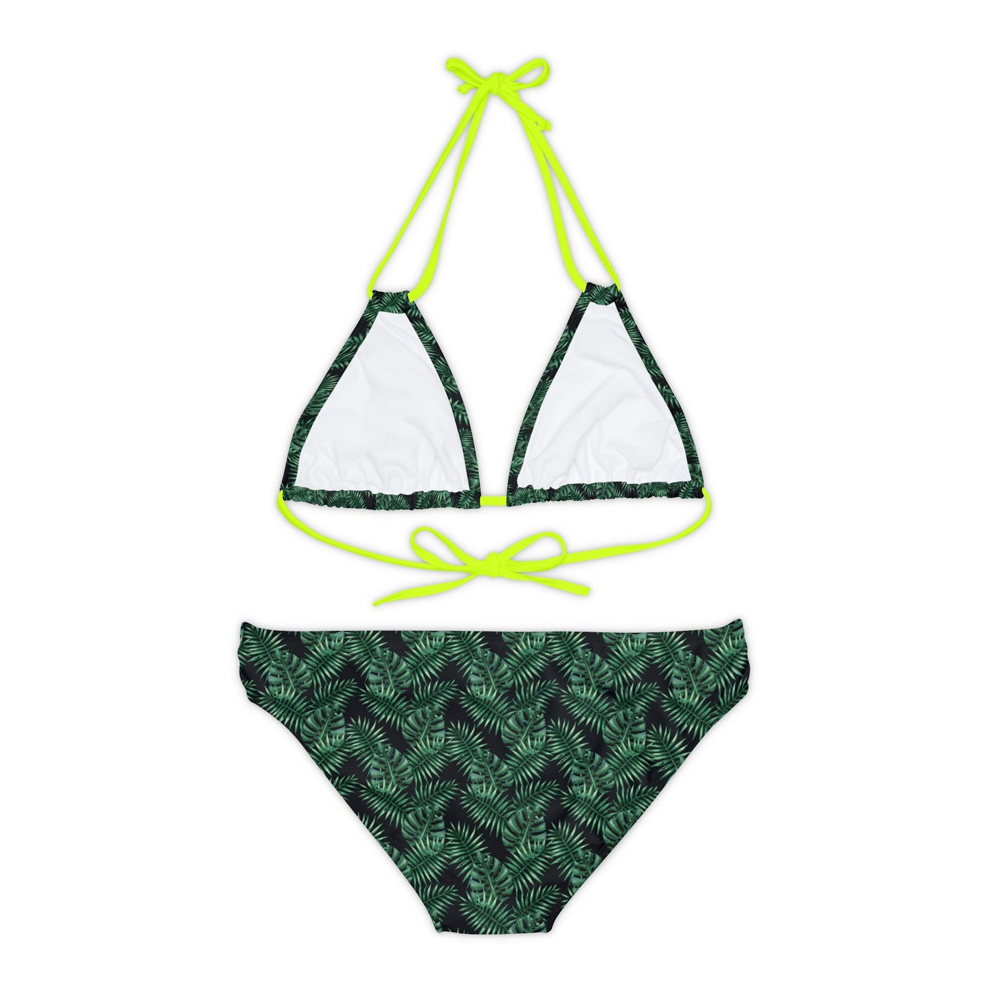 Black Tropical Bliss Strappy Bikini Set (AOP)- (PY)