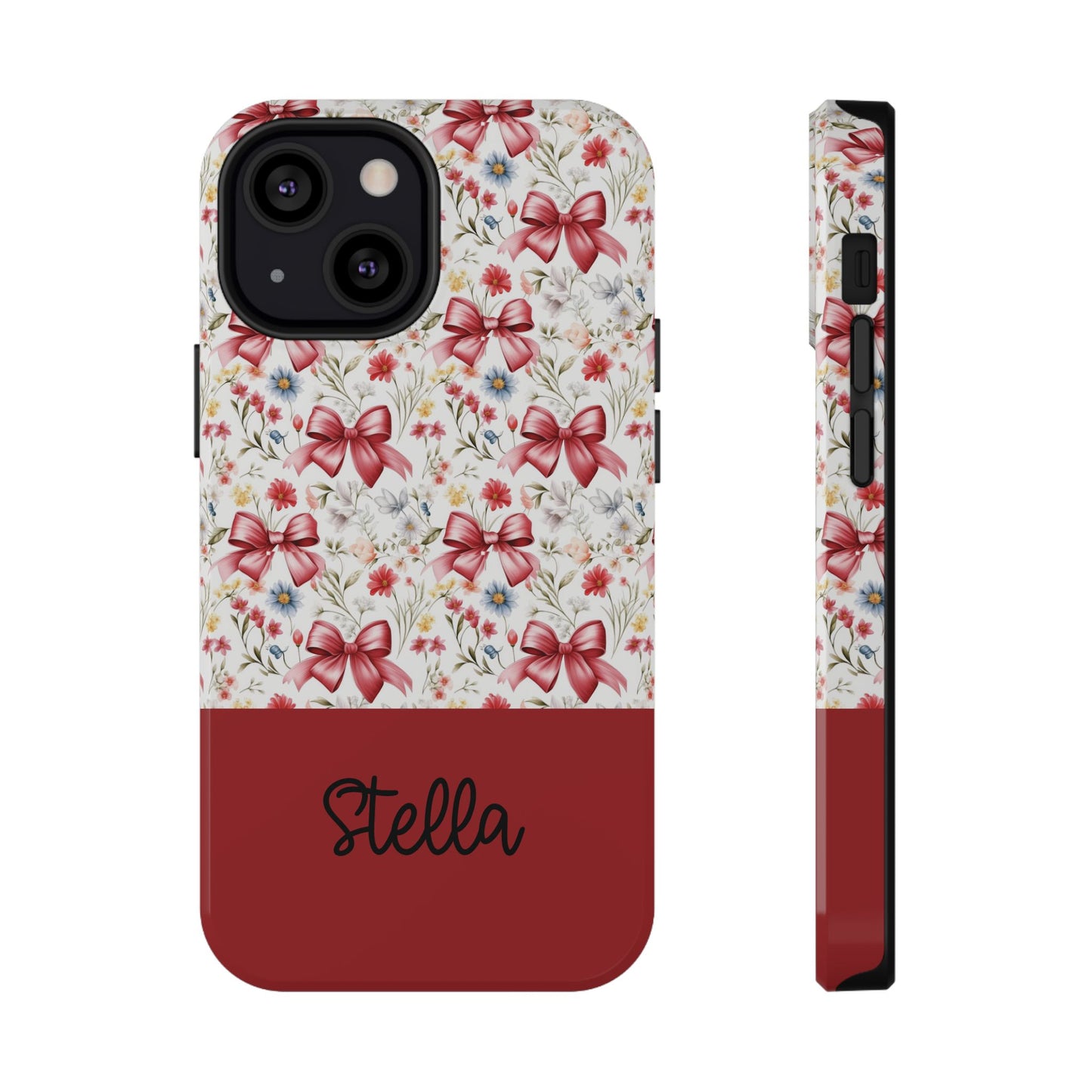 Personalized Rosette Coquette Floral Bow iPhone and Samsung Impact-Resistant Case — Custom Name Case