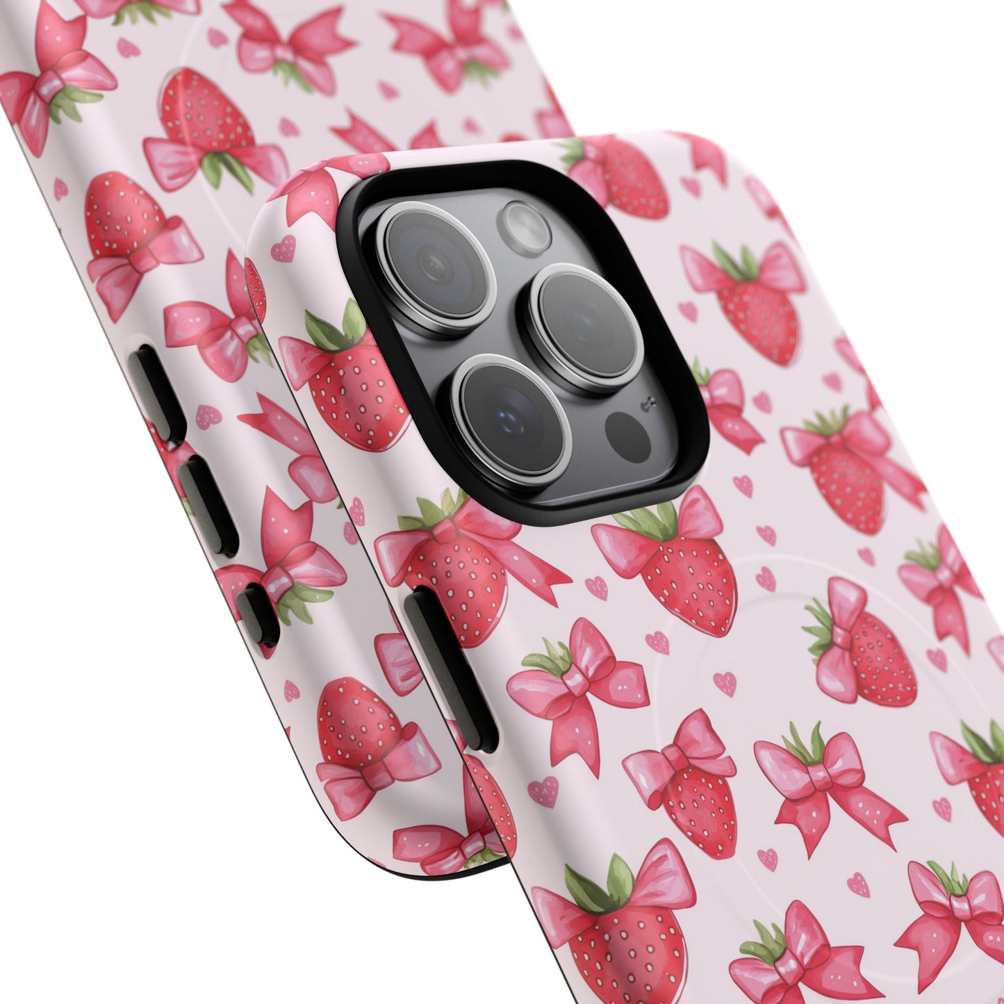 Strawberry Coquette Sweetheart Magnetic iPhone Case, Cute iPhone Cover, Gift for Her, Floral Tech Accessory, Stylish Protection, Mother's Day Gift