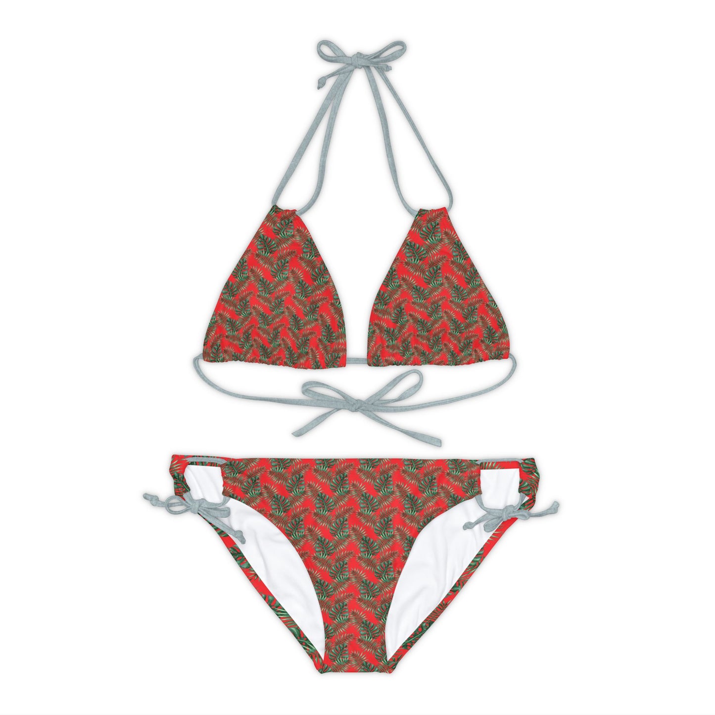 Red Tropical Bliss Strappy Bikini Set (AOP)