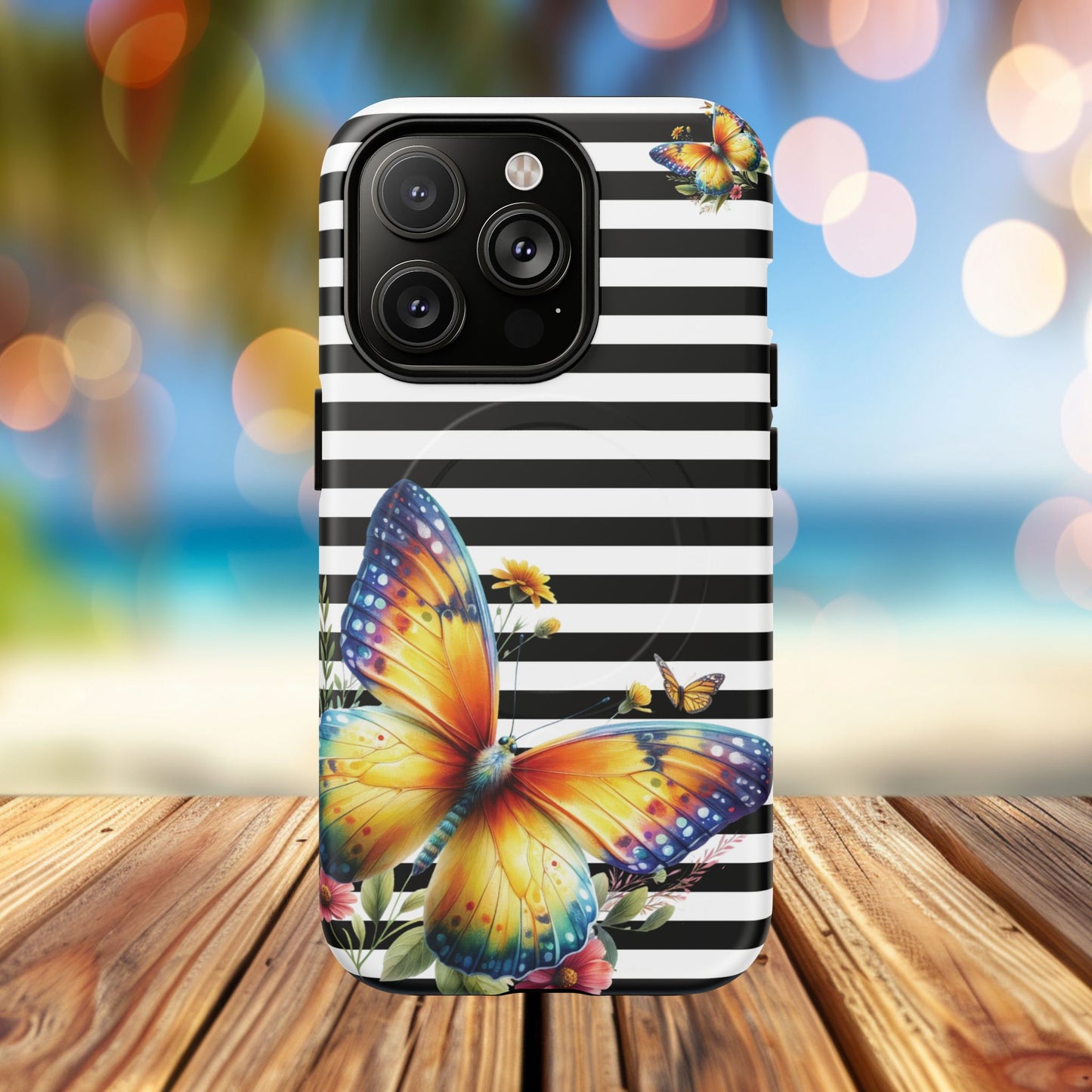 Botanic Flight Tough iPhone Magnetic Cases, Floral iPhone Cover, Stylish Tech Accessory, Gift for Nature Lovers, Butterfly Design, Unique Phone Protector