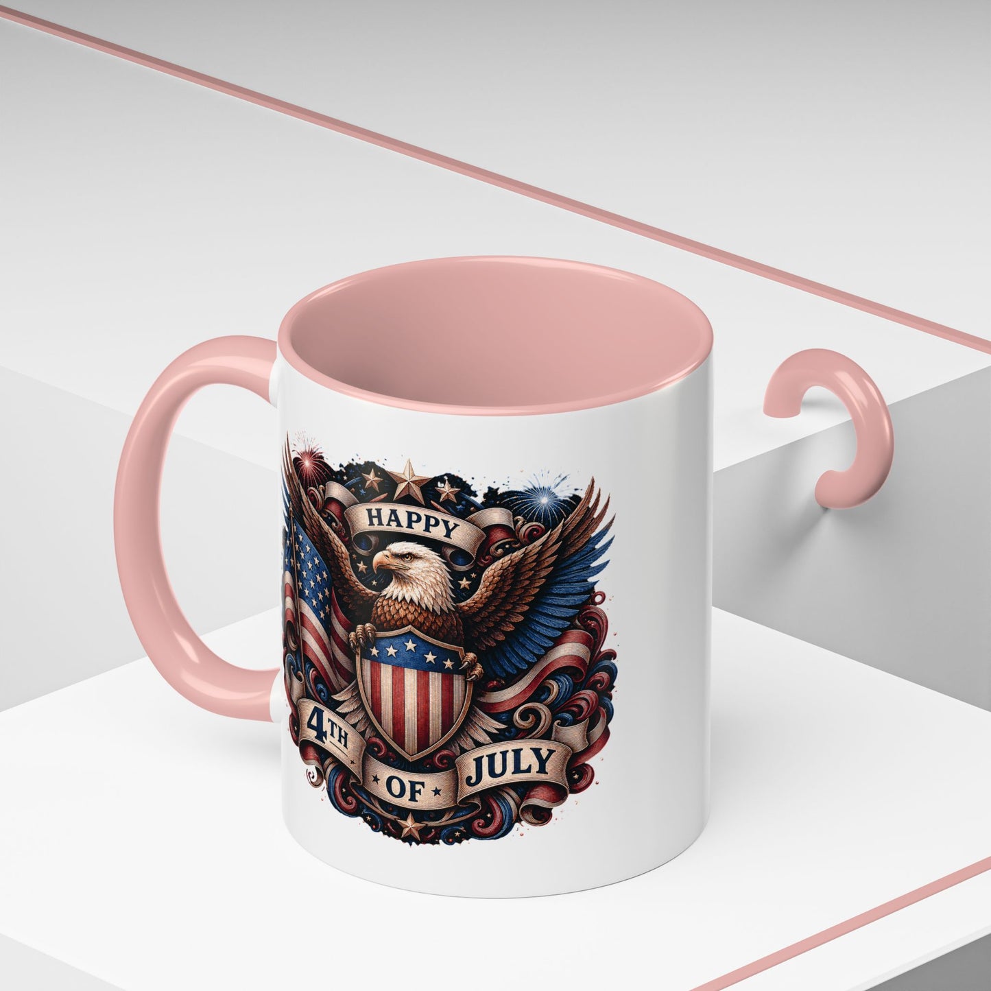 4th of July Eagle Coffee Mug — Patriotic American Flag Accent Mug (11/15oz)