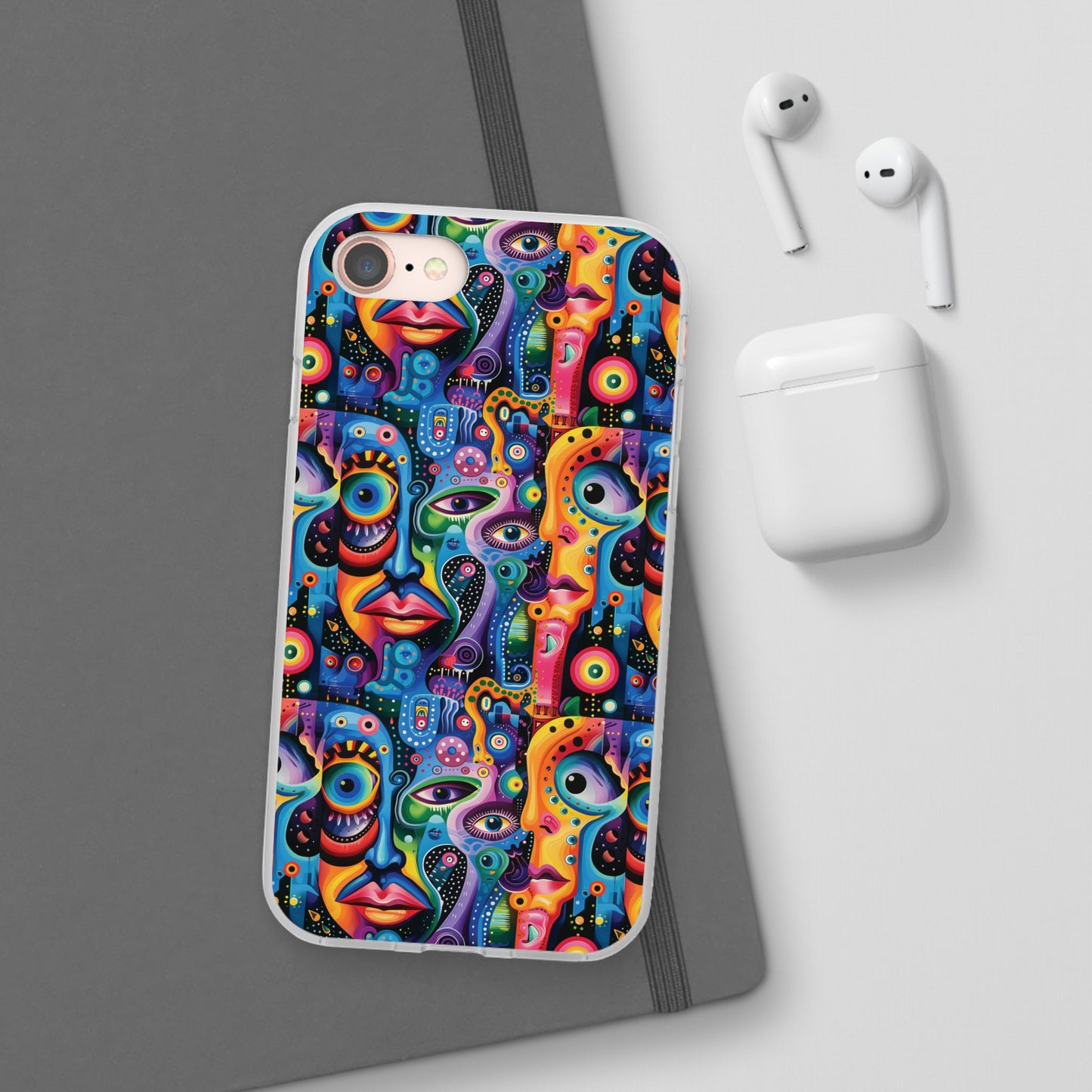 Psychedelic Visions Flexi iPhone and Samsung Case - Colorful Abstract Design.