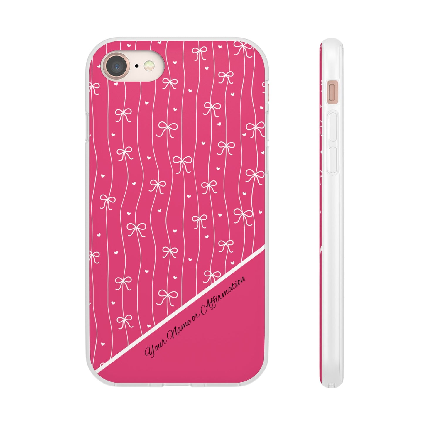 Personalized Pink Bow Coquette Slim Flexi iPhone and Samsung Cases — Custom Name or Affirmation
