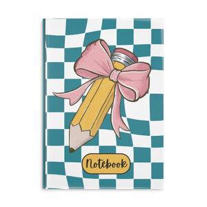 Teal Checkered Charm Hardcover Notebook with Puffy Covers (PY)