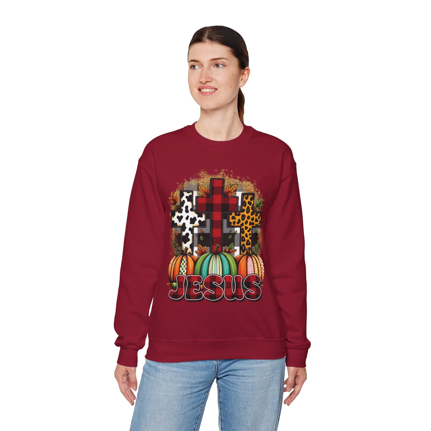 Faithful Harvest Cross Unisex Heavy Blend™ Crewneck Sweatshirt