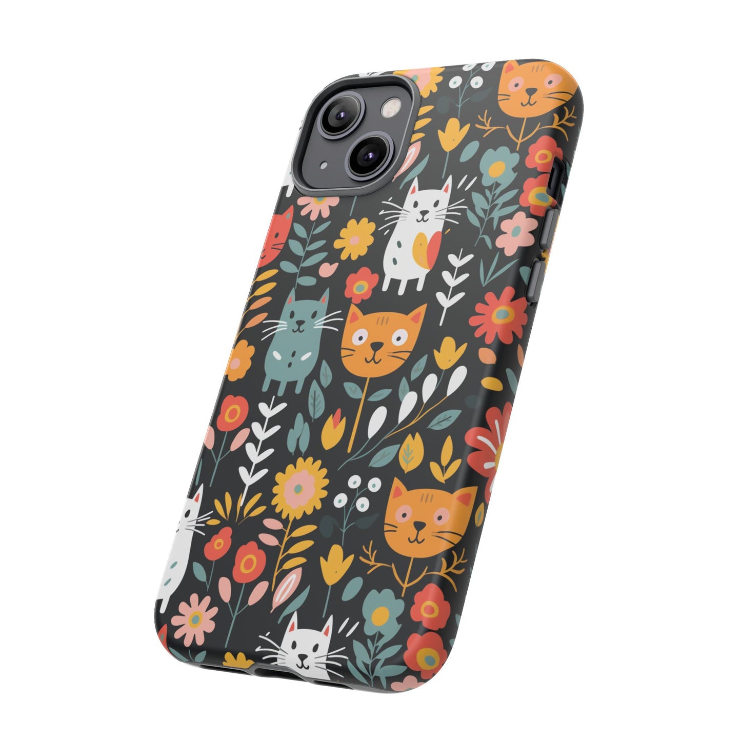 Whimsical Feline Garden iPhone, Samsung or Google Pixel Tough Cases