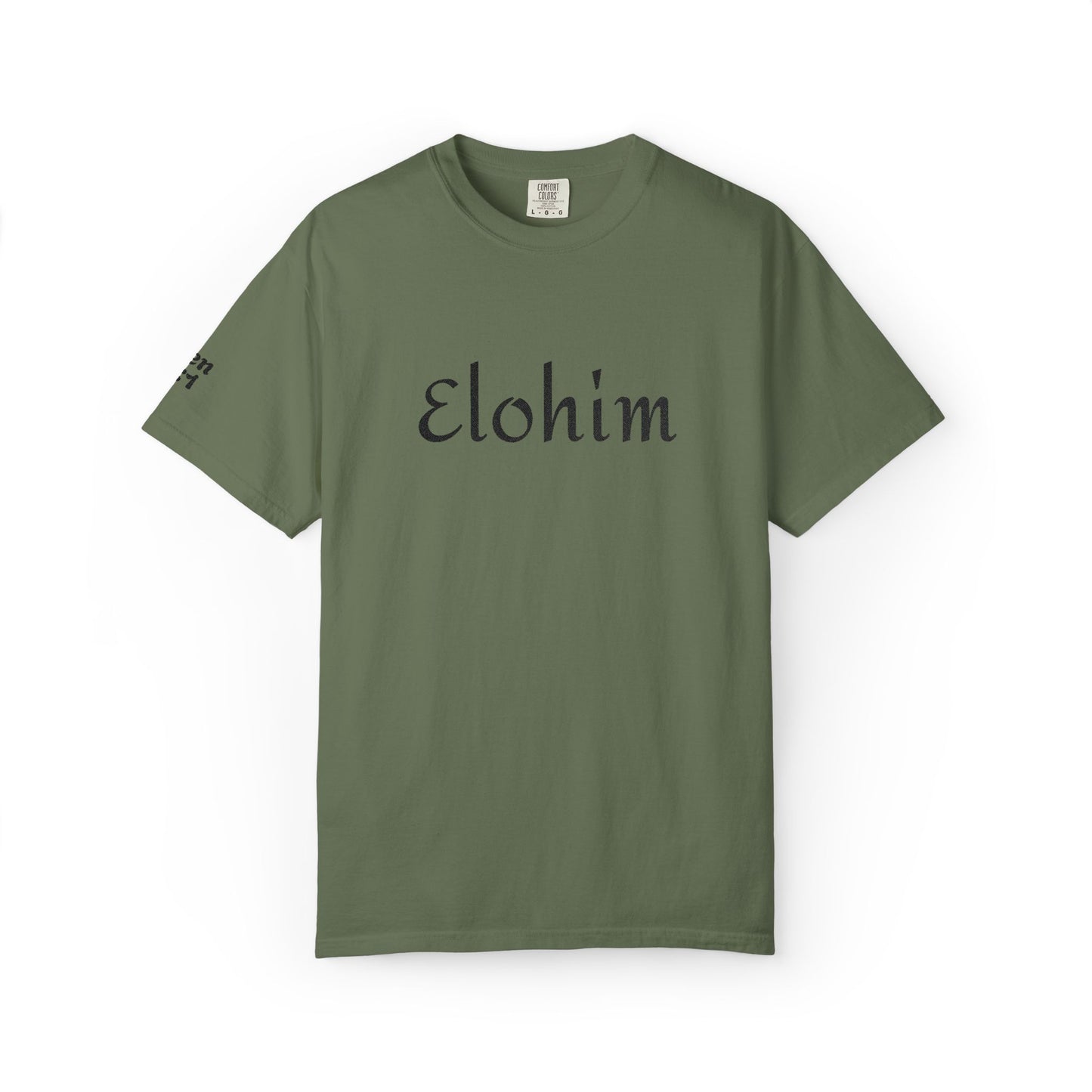 Embroidery 'ELOHIM, GENESIS 1:1' - Faith-Based Unisex Garment-Dyed Comfort Colors T-shirt, Faith Gift Tee, Religious Tee, Embroidery Tee.