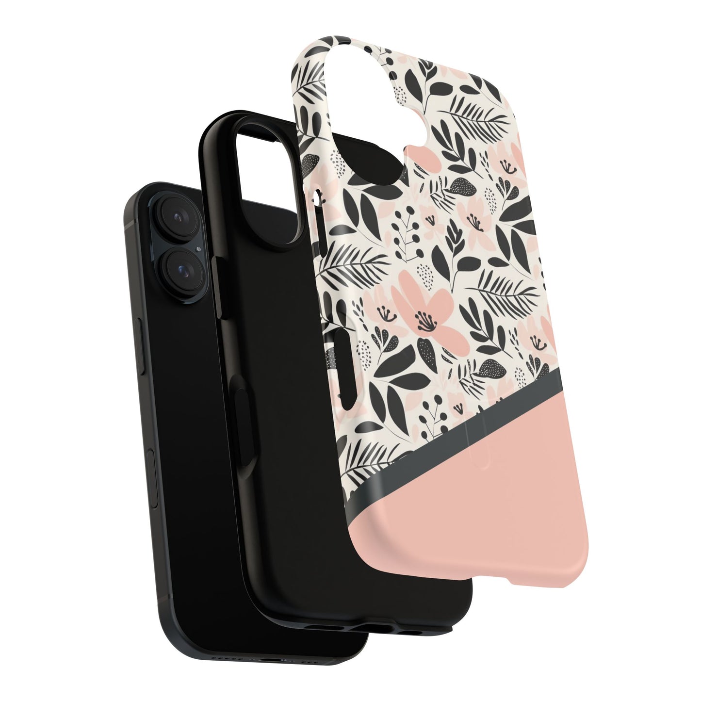 Personalized Floral Blush Garden Whisper Tough Magnetic MagSafe® iPhone® 13, 14, 15, 16, 17, Pro, Pro Max, Plus Cases (Custom Name).