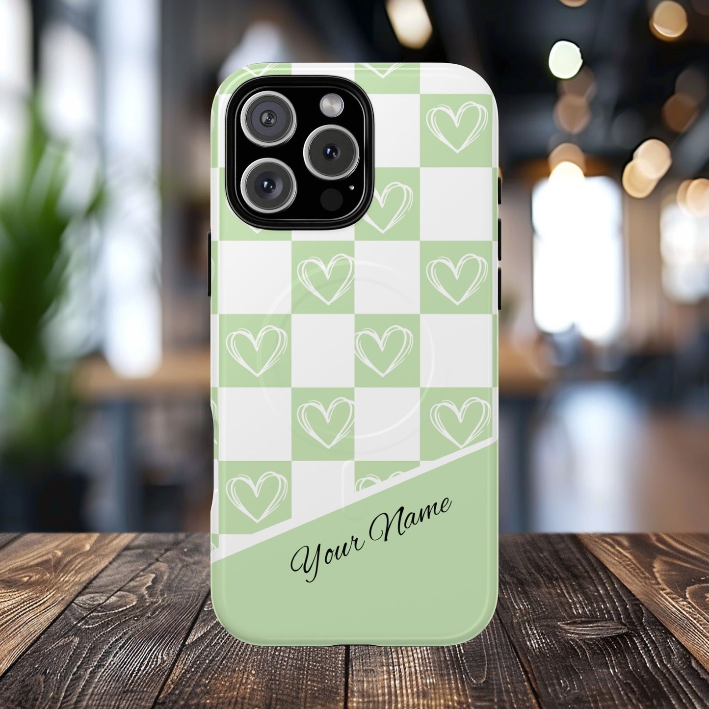 Personalized Chic Heart Pattern iPhone Case | Tough Magnetic Cases, Stylish iPhone Protection, Gift for Her, Trendy Accessories, Everyday Use