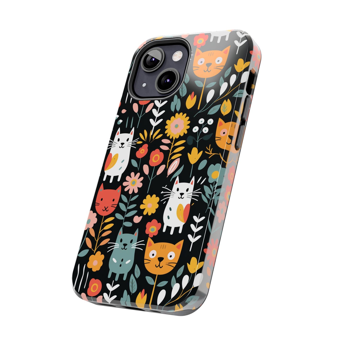 Whimsical Feline Garden iPhone and Samsung Tough Phone Cases