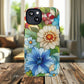 Botanical Radiance Tough iPhone Magnetic Case, Customizable Durable iPhone Cover | Ideal Gift for Nature Lovers, Floral Stained Glass Gift