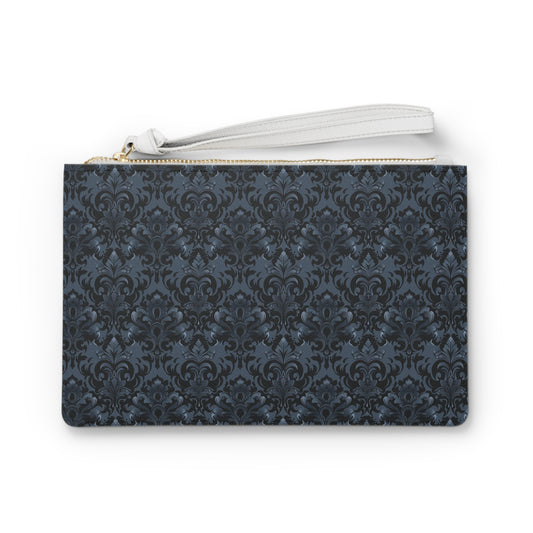 Opulent Dusk Clutch Bag - Vegan Leather Saffiano Pattern Fashionista On-the-Go Zip Fastening Wrist Strap.