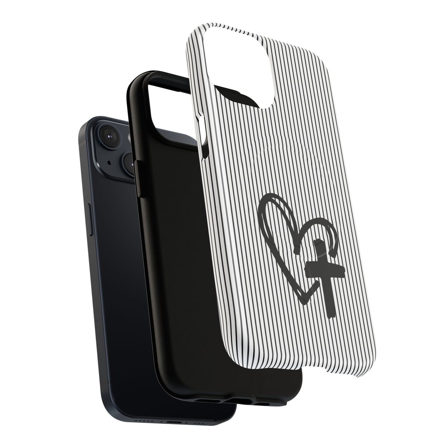 Tough Magnetic Phone Case with Heart & Cross Design, Durable Phone Cover, Unique Gift for Her, Stylish Accessory, Everyday Use