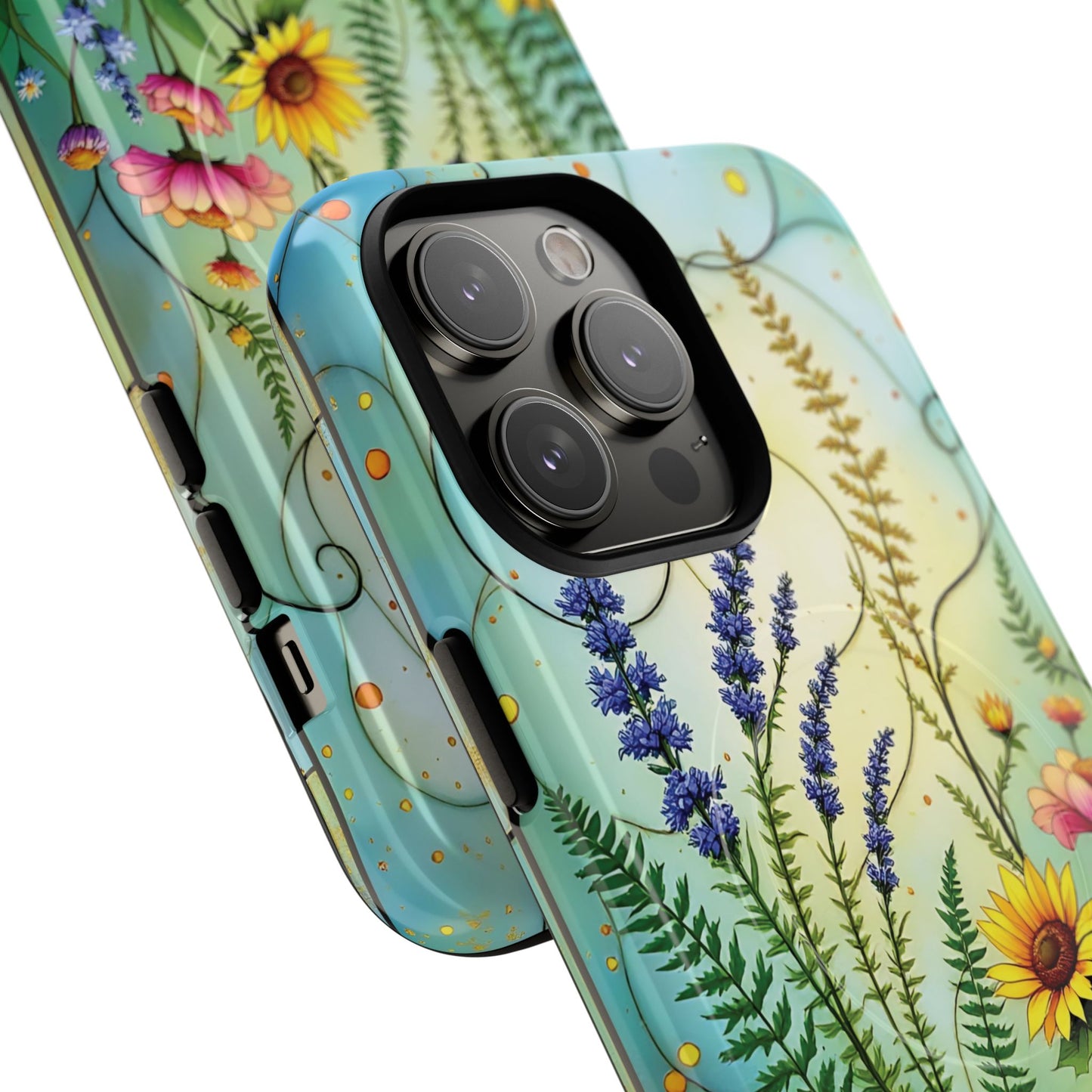 Floral Stained Harmony Glass Tough Magnetic Phone Case | Nature Inspired Design | Durable Protection | Gift for Nature Lovers | Spring Vibe