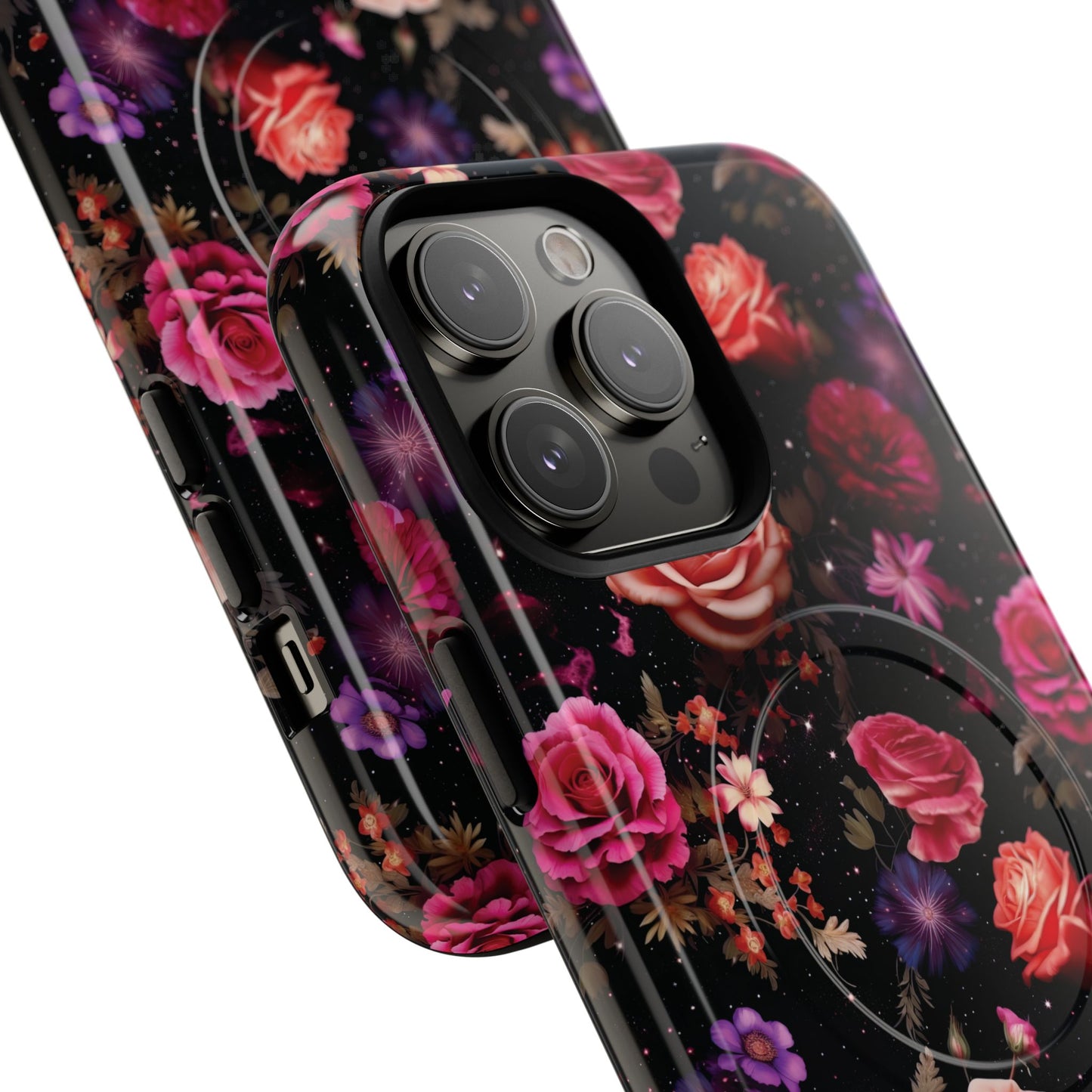 Starry Rose Garden Tough Magnetic Phone Case, Stylish Phone Cover, Gift for Her, Elegant Floral Design, Durable Phone Accessories