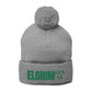 Pom-Pom Knit Cap with 'ELOHIM, GENESIS 1:1'  Embroidery Beanie - Stylish Winter Accessory for All Ages, Perfect Gift for Birthdays, Holidays, and Outdoor Activities