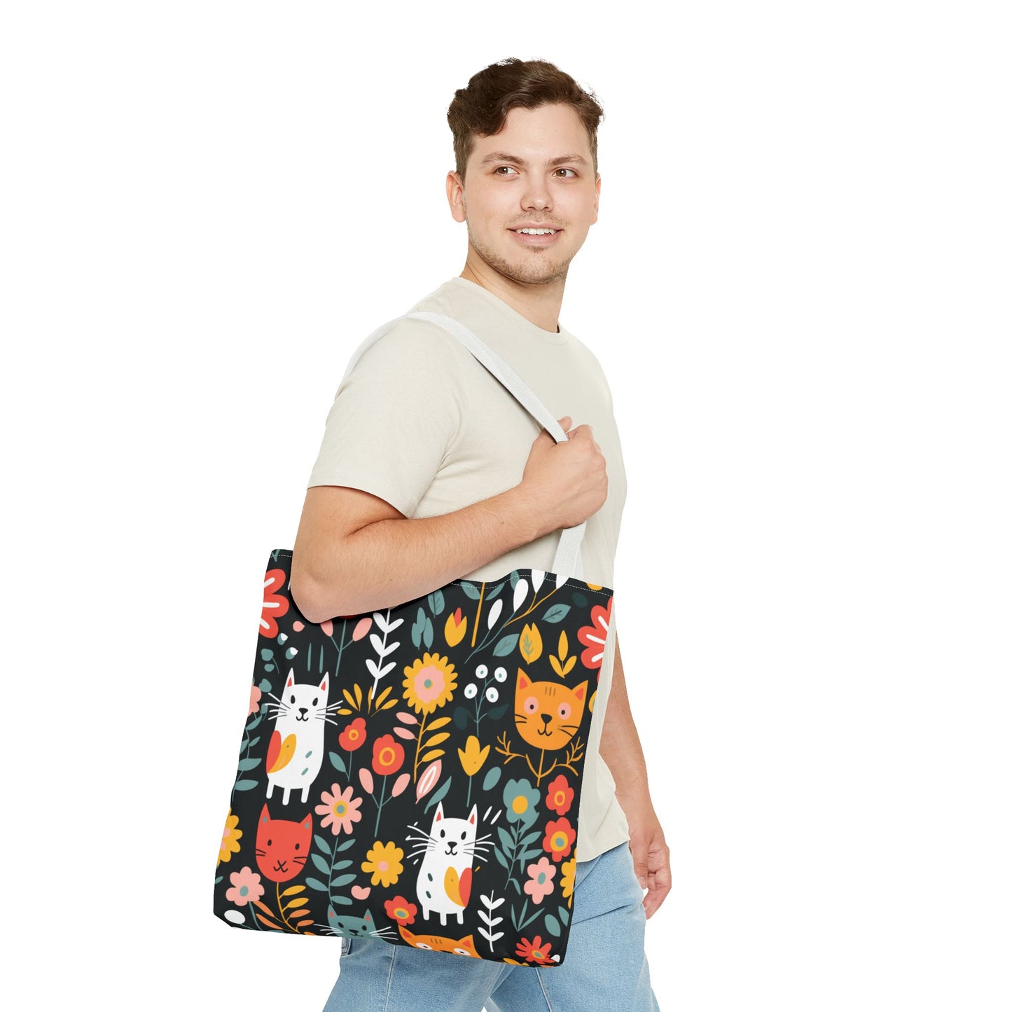 Whimsical Feline Garden Tote Bag (AOP)