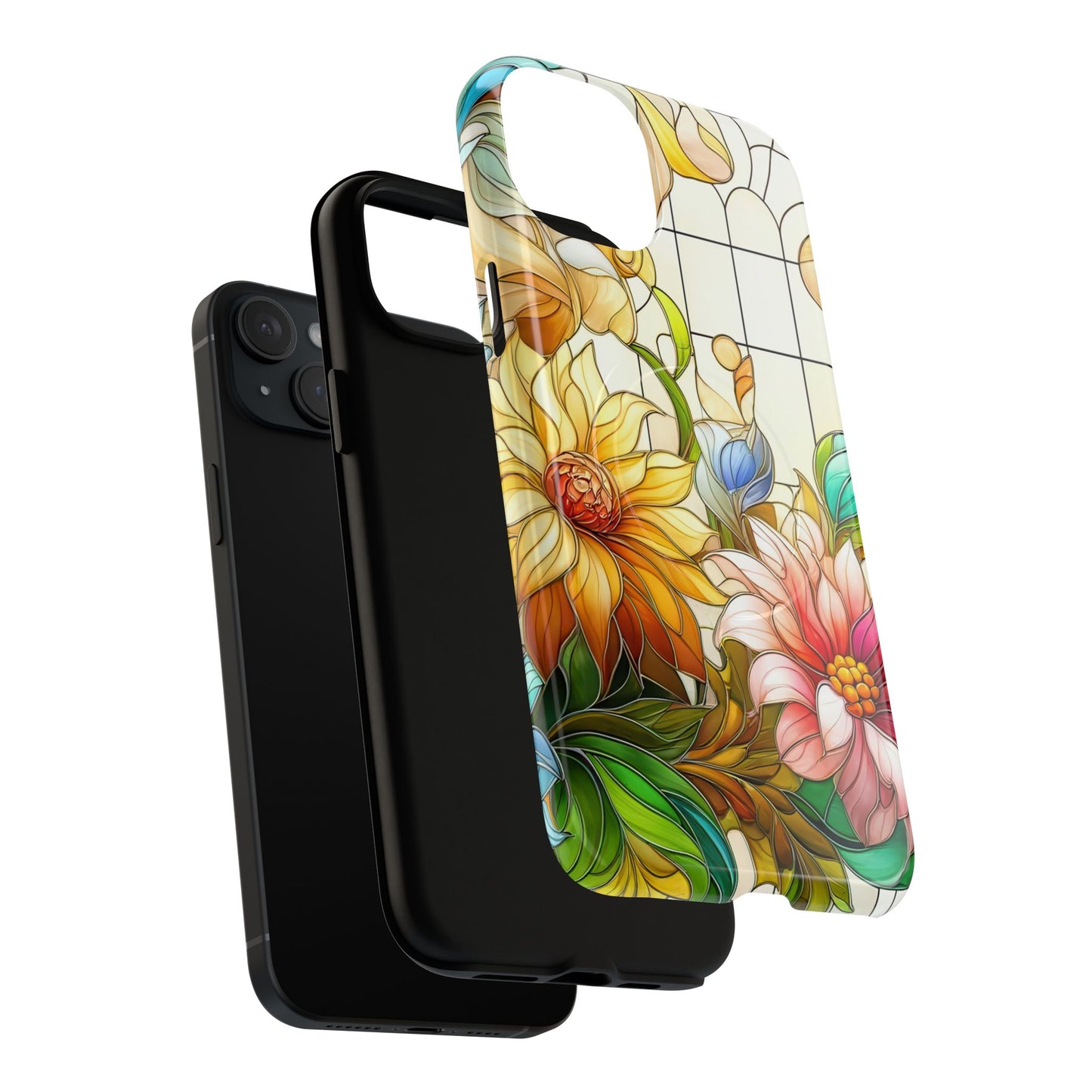 Floral Stained Glass Reverie Tough iPhone Magnetic Case, iPhone Cover, Protective Case, Flower Design, Gift for Her, Nature Lover