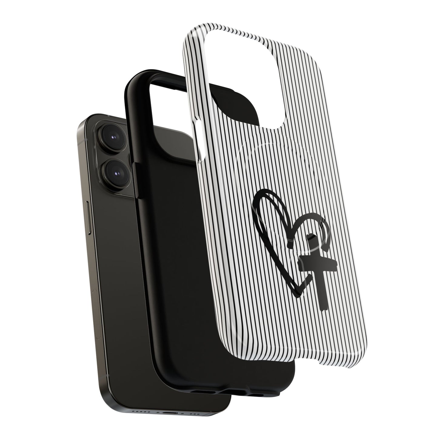 Tough Magnetic Phone Case with Heart & Cross Design, Durable Phone Cover, Unique Gift for Her, Stylish Accessory, Everyday Use