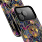 Chromatic Bloom Tough iPhone Magnetic Case, Tough iPhone Cover, Floral iPhone Accessory, Birthday Gift, Elegant Tech Decor, MagSafe Stained Glass Pattern.