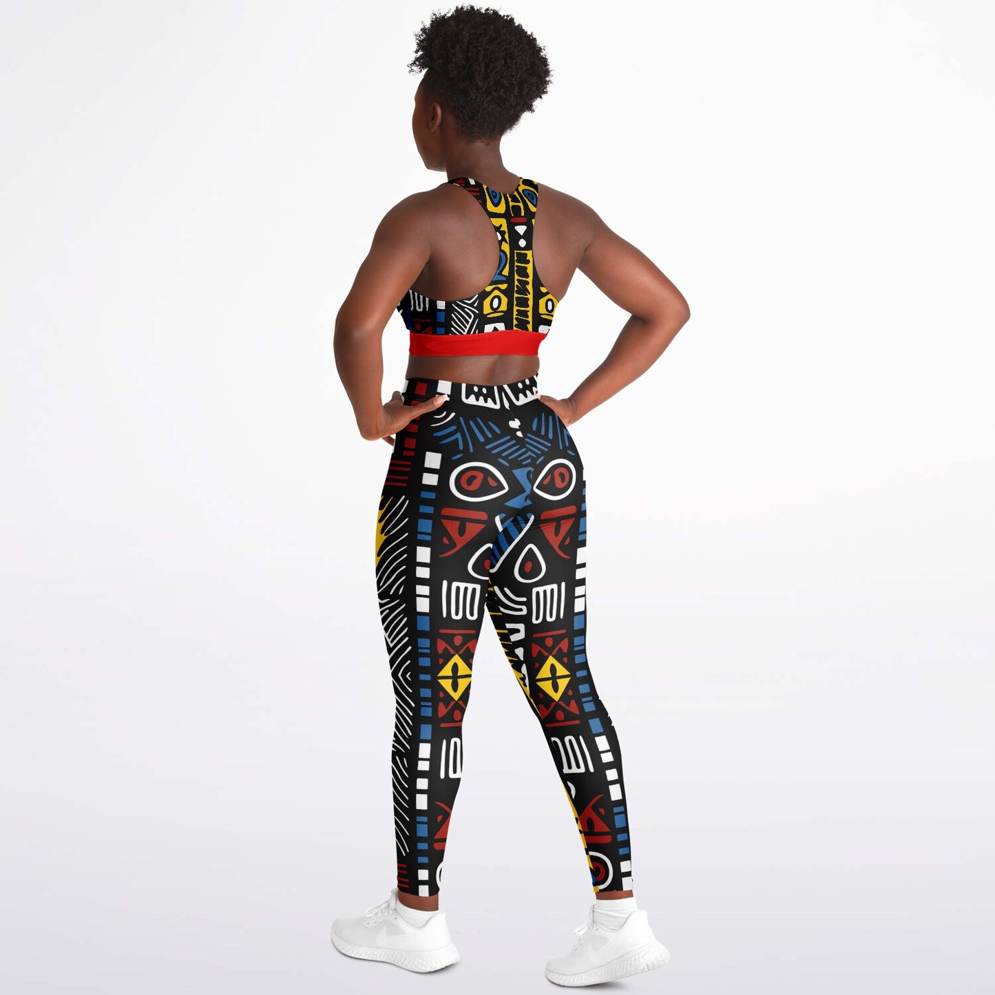 Geometric Harmony Padded Sports Bra & Leggings - AOP