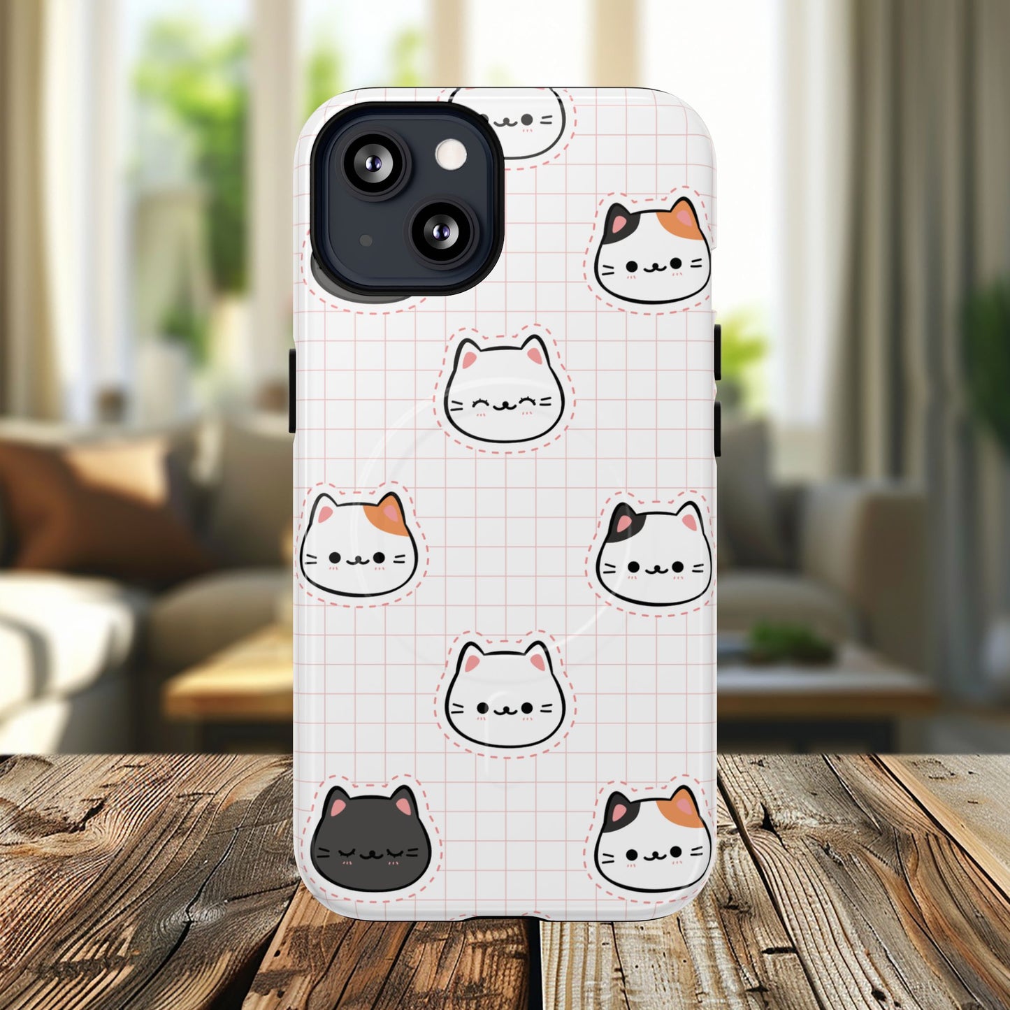 Cute Cat Tough Magnetic Case, iPhone Cover, Cat Lover Gift, Cute Cat Accessories, Pet-Themed iPhone Case