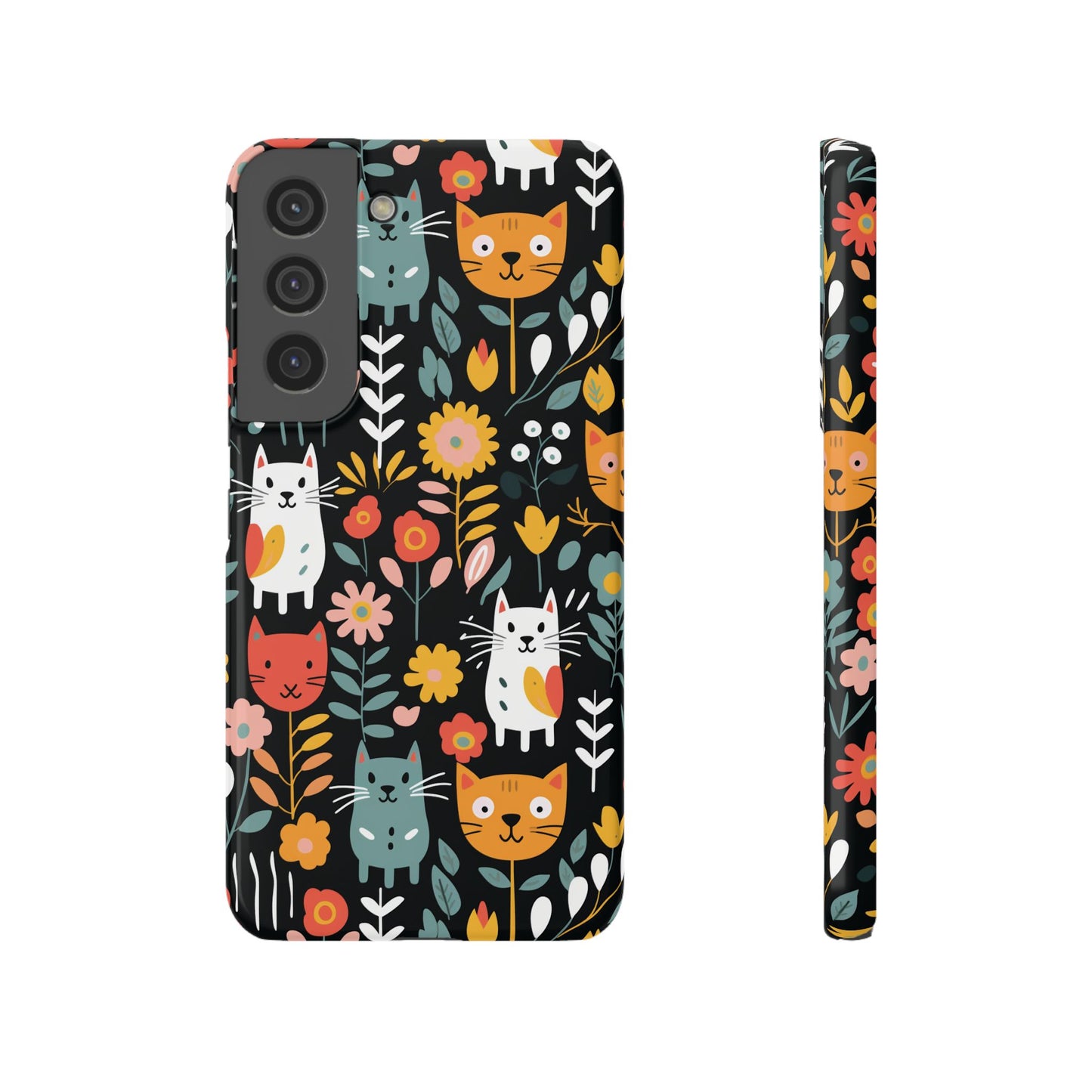 Whimsical Feline Garden Slim Cases for iPhone and Samsung Phones