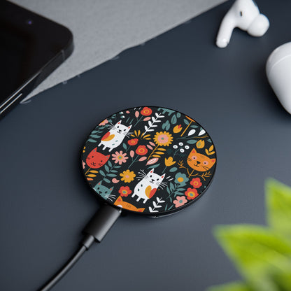 Whimsical Feline Garden Magnetic Induction Charger