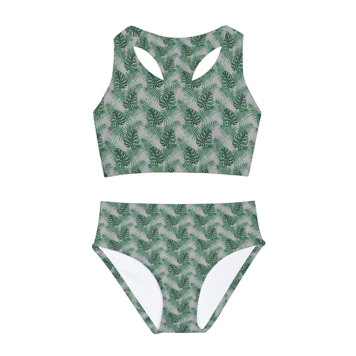 Grey Tropical Bliss Girls Two Piece Swimsuit (AOP)- (PY)