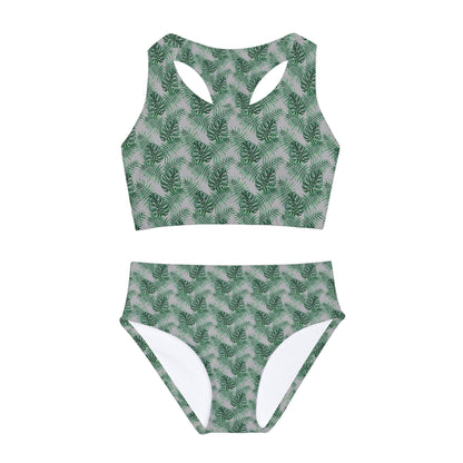 Grey Tropical Bliss Girls Two Piece Swimsuit (AOP)- (PY)