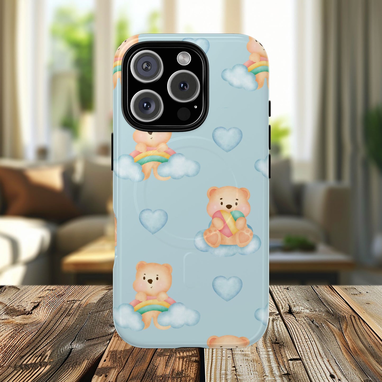 Cute Bear Magnetic iPhone Case, Kid-Friendly iPhone Cover, Stylish Cell Accessory, Gift for Kids, Durable Design for Any Occasion