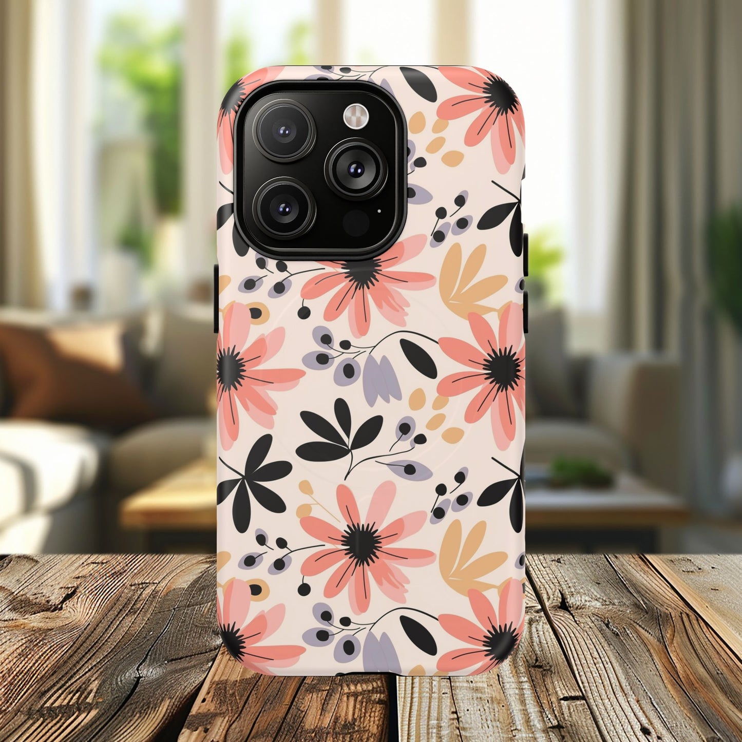 Stylish Soft Petal Noir iPhone Case, Floral iPhone Accessory for Her, Tough iPhone Magnetic Cases, Trendy iPhone Cover, Gift for Friends, Summer Vibes