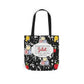 Personalized Black Composition Book Inspired Canvas Tote Bag with Colorful Straps, Cute School Bag, Eco-Friendly Tote, Back to School Shopping Bag, Teacher Gift Idea