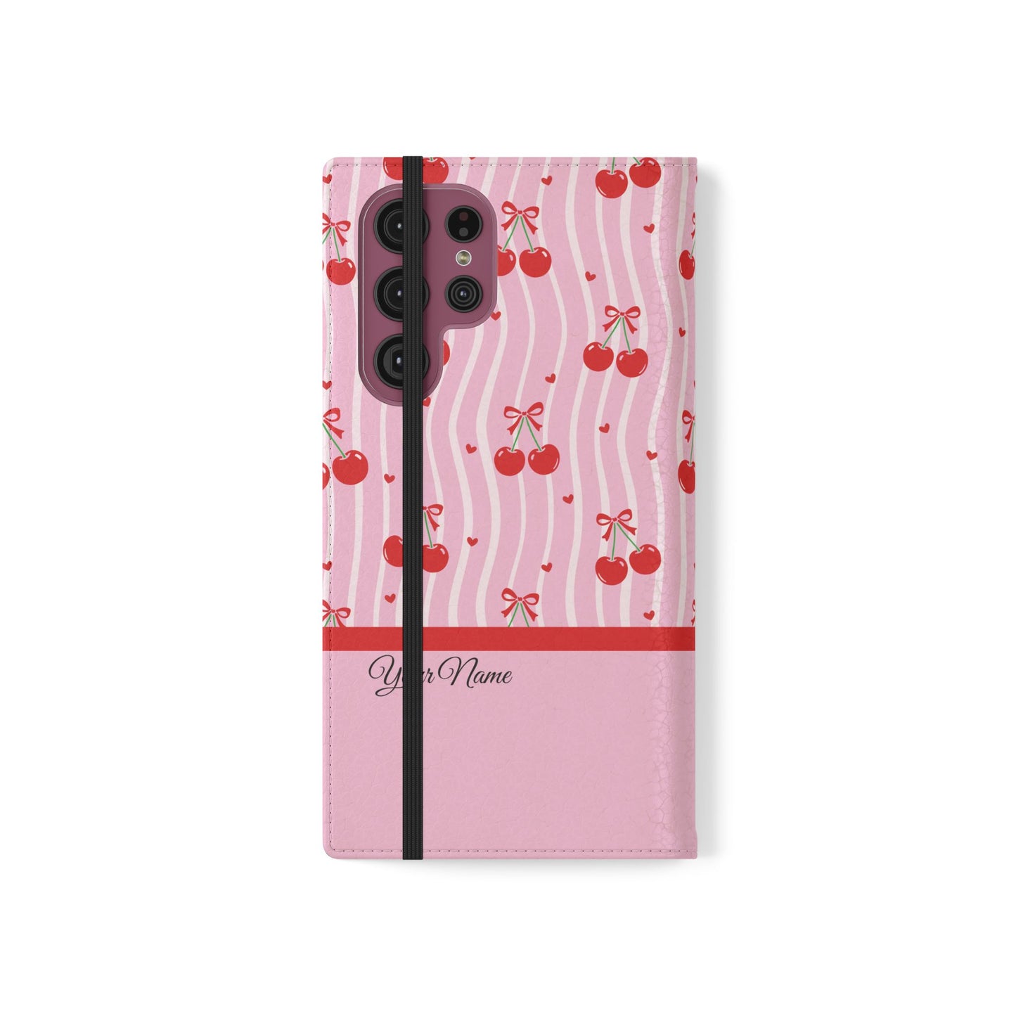 Personalized Cherry Blossom Dreams Flip iPhone and Samsung Cases — Wallet Folio with Name & Affirmation.