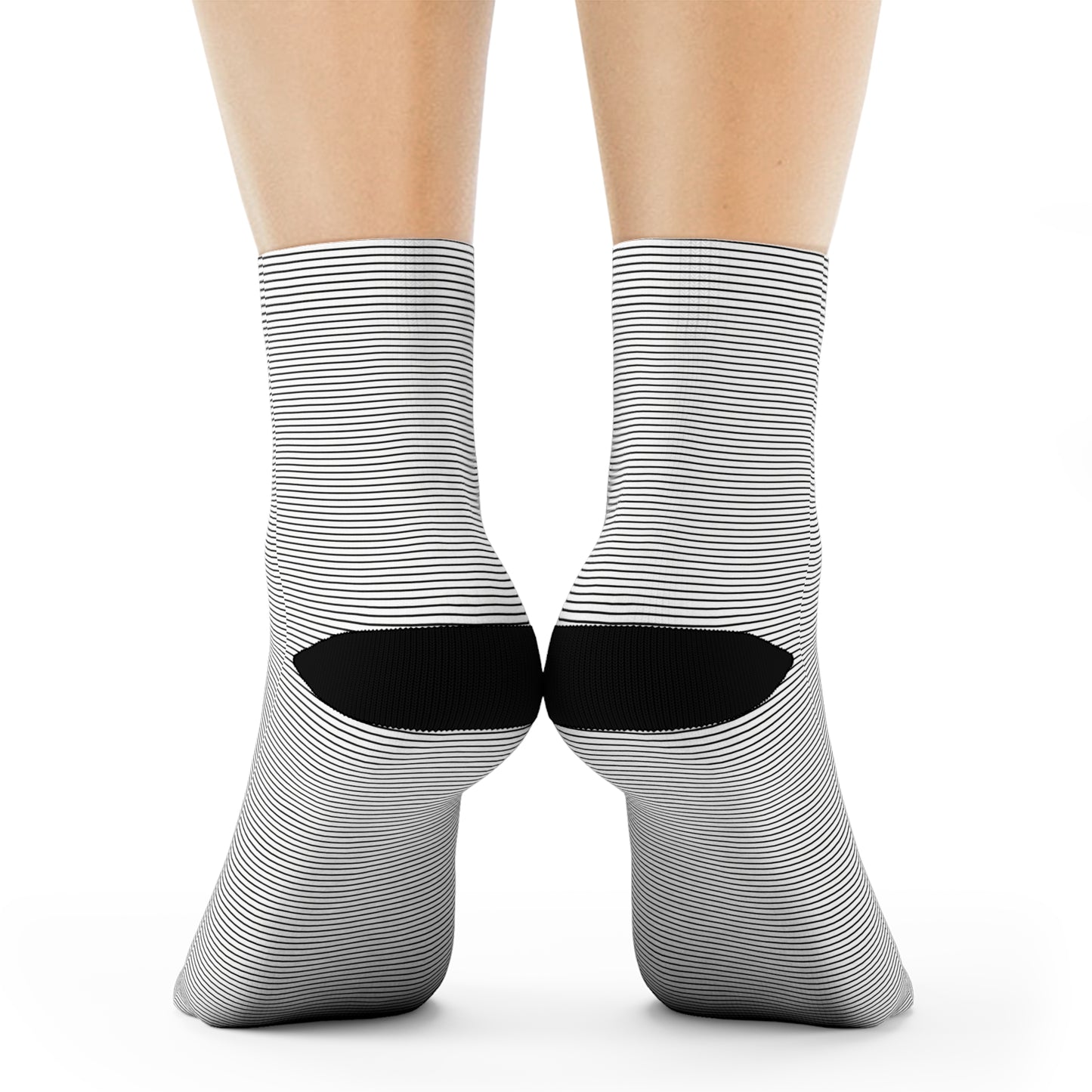 Monochrome Lines Crew Socks - Soft & Elastic Polyester/Spandex Blend - One Size Fits All