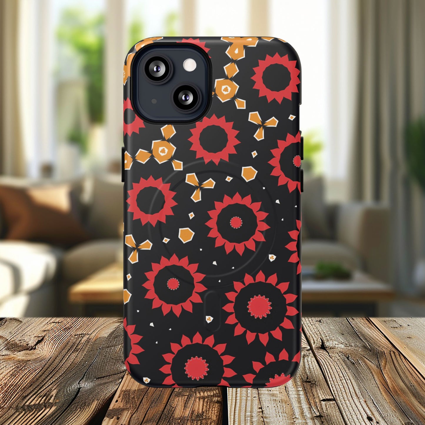 Midnight Ember Bloom Tough Magnetic iPhone Case, Bohemian Floral Design, Stylish iPhone Protection, Gift for Her, Trendy iPhone Accessories