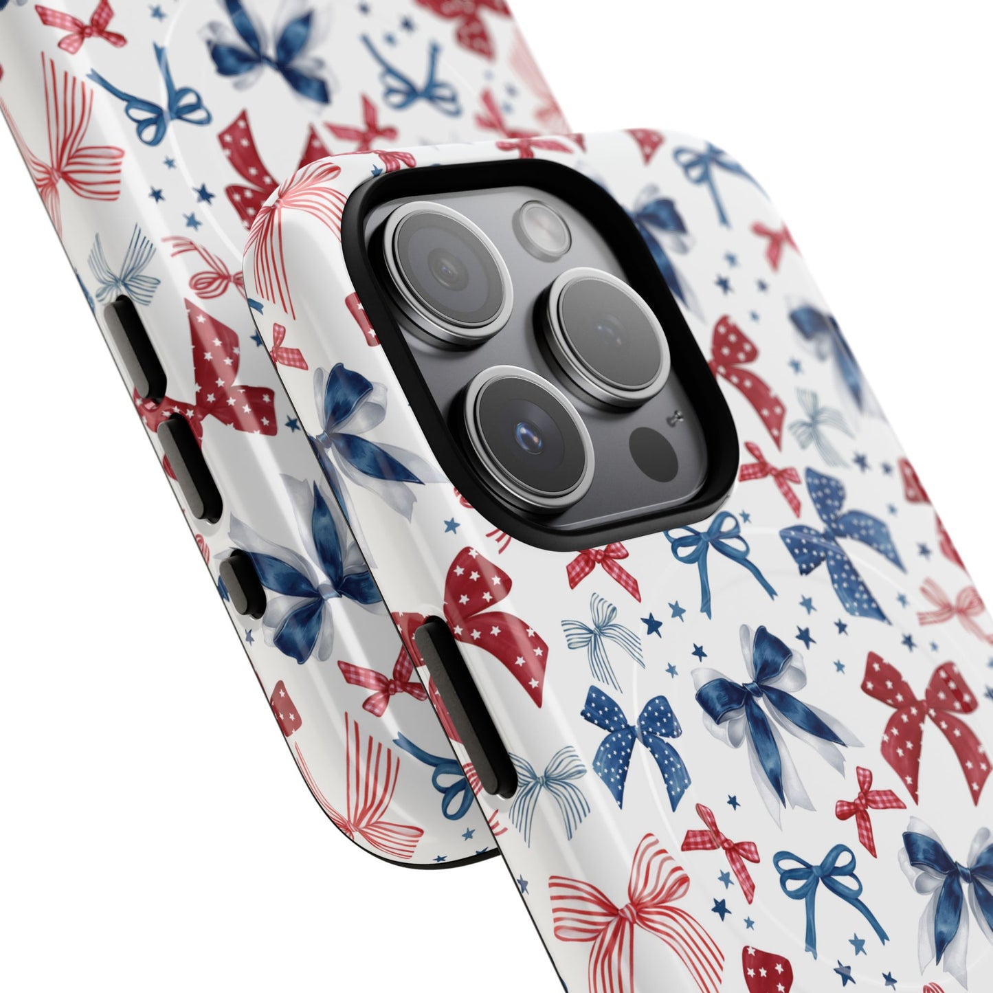 Patriotic Coquette Tough iPhone Magnetic Case, Stylish Gift for Her, Summer Celebrations, Cute Bow Design