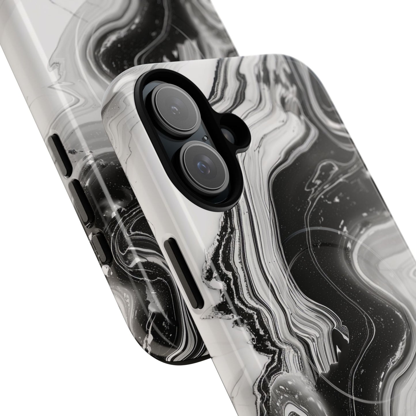 Black Marble Magnetic iPhone Case for Tough Protection, Stylish iPhone Mobile Accessory, Fashionable Gift, Unique Marble iPhone Design, Durable Smartphone Cover