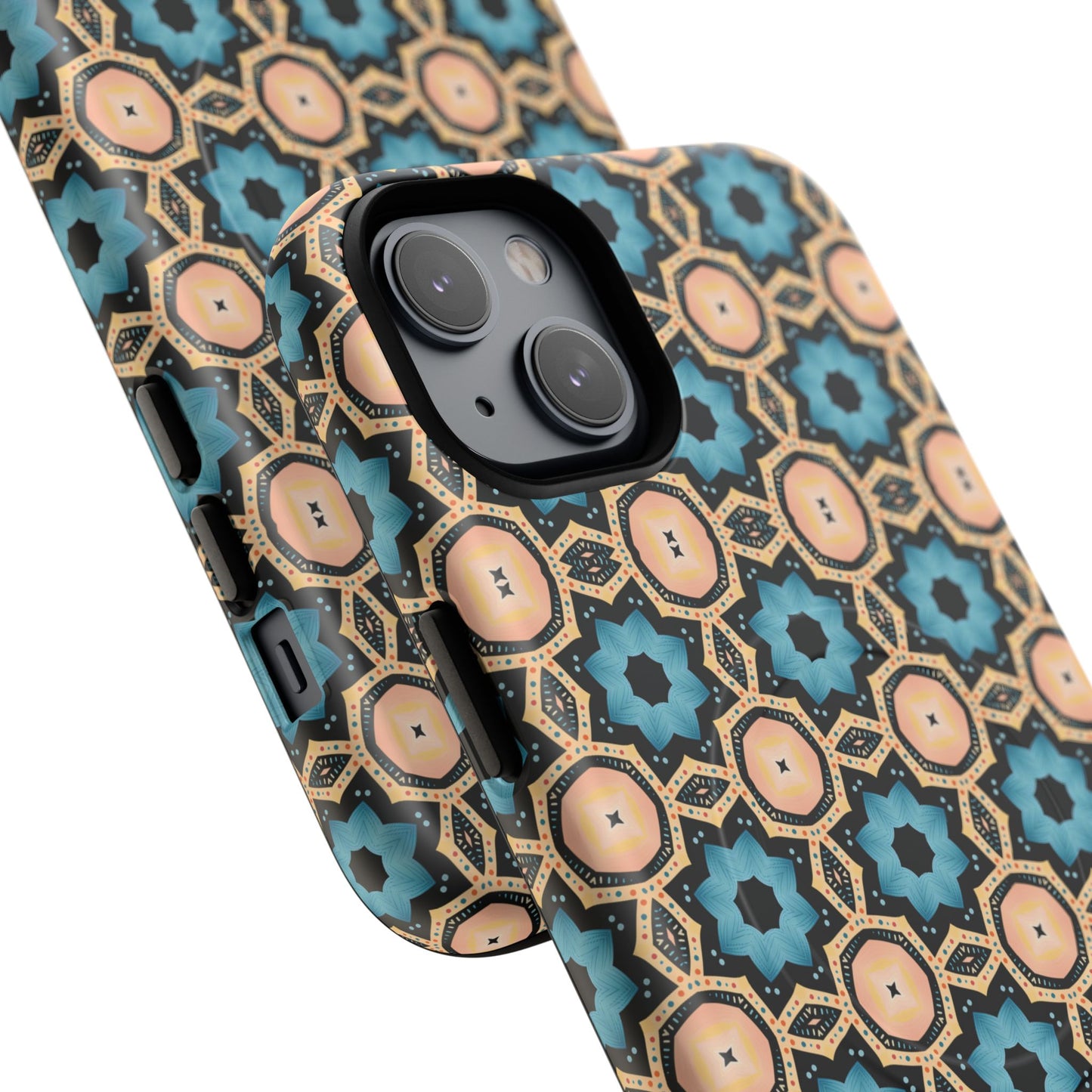 Sahara Star Mosaic Colorful Geometric iPhone Cases, Tough Magnetic iPhone Cases, Vibrant Design iPhone Cover, Durable iPhone Protection, Stylish Tech Accessories.